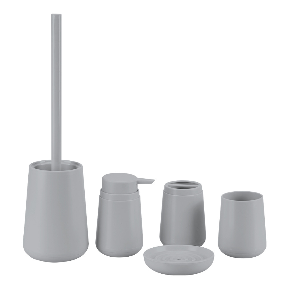 Color sólido nuevo baño de plástico suministros de cinco piezas conjunto de enjuague bucal cepillado rack caja de jabón de almacenamiento de baño cubierta de baño del hogar