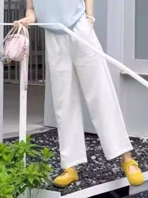 リラックスした夏服、ファッショナブルで高級感のある痩身と年齢軽減のブルー半袖カジュアルパンツの女性用2点セット|undefined