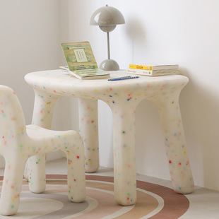 in stock Nordic Environmentally Friendly Plastic Ins Internet Celebrity Kindergarten Early Education Table Baby Backrest Table and Chair Designer Children's Table