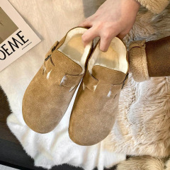 Boken shoes plus velvet thickening women's shoes winter woolen shoes women's outer wear cotton slippers retro leather big-toe shoes women's cotton shoes