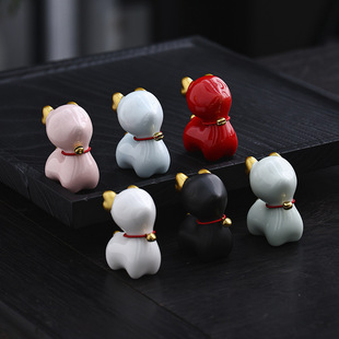 Creative Cute ceramic decoration deer animal micro landscape tea pet indoor desktop decoration tea set accessories small tea play