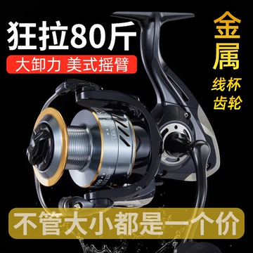 鲤鱼轮大物美式摇臂渔轮矶钓鱼线轮路亚轮滑漂轮抛竿海杆轮远投轮