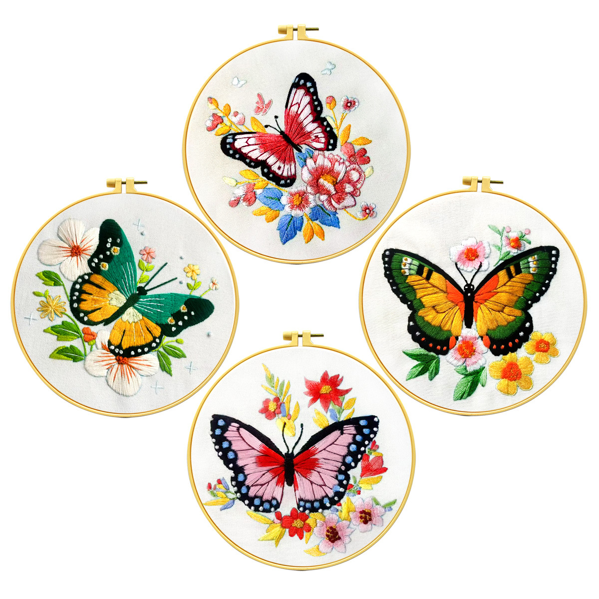 Mona Lisa bordado real bordado cruzado mariposa de color nueva imitación de estilo nacional floral decoración bordada a mano