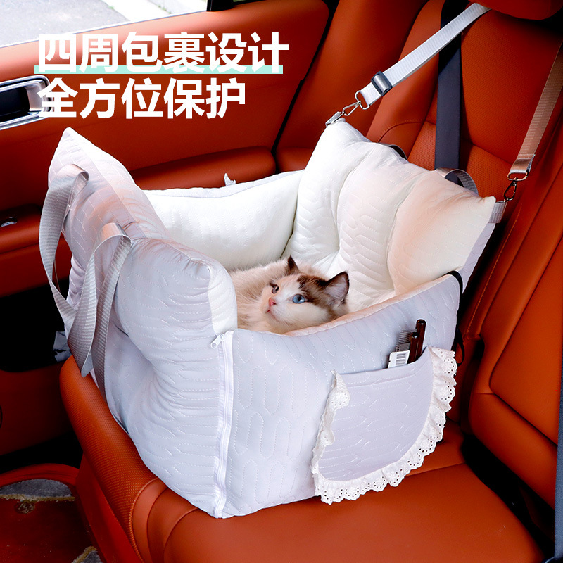 Gatos personalizados que salen en el nido del coche, seda de hielo, sensación fresca, mascotas, gatos, perros, perreras, gatos, gatos, nidos para gatos fijos en diagonal