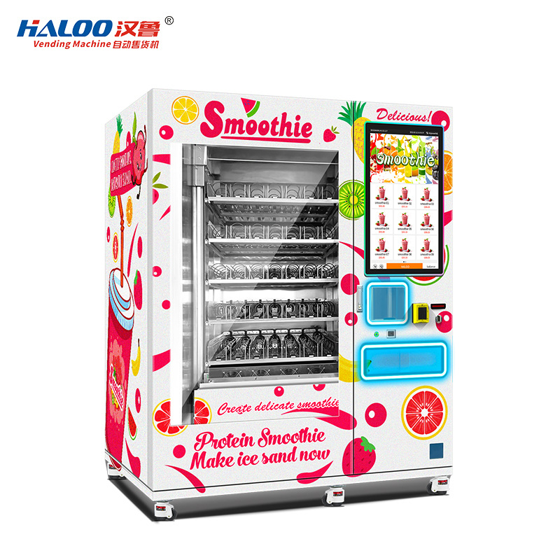 Hanlu semiautomático batido vendedor de autoservicio vendedor automático de batidos de frutas 24 horas de soporte de exportación