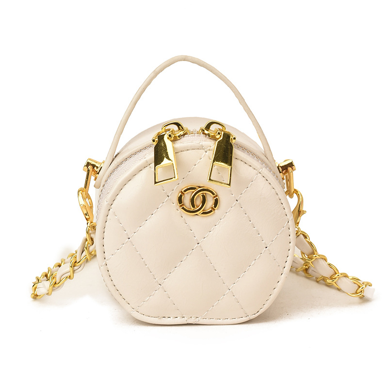 Bolsa de hombro para bebés de color sólido de moda diamante exquisita mini bolsas redondas para niños y niñas 2026 nuevos accesorios para niños