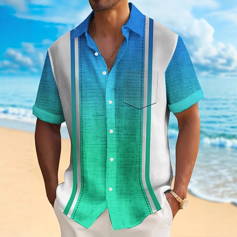 Sailing Boat 2025 Summer New Style Seaside Floral Shirt for Men, Five-Quarter Sleeve Quick-Dry Beach Short-Sleeve Floral Shirt Cartoon Sailing Boat 2025 Summer New Style Seaside Floral Shirt for Men, Five-Quarter Sleeve Quick-Dry Beach Short-Sleeve Floral Shirt Cartoon