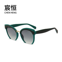 夏季新潮缪款时尚太阳镜双色半框男女墨镜猫眼系列PC太阳眼镜