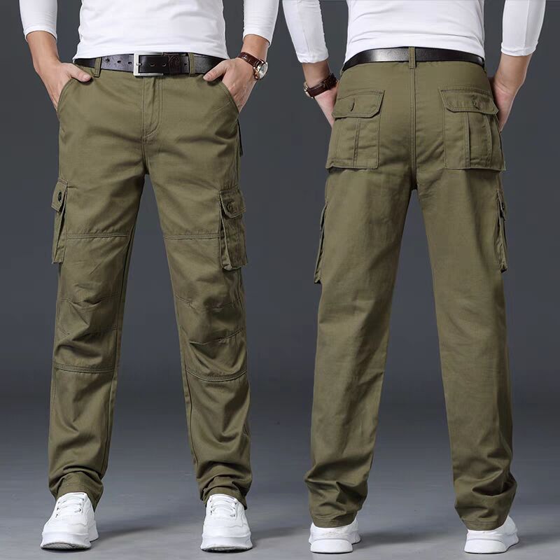 Men's Cargo Pants Summer Thin Breathable Loose Straight Pants Multi-flap Pocket Pants Military Trendy Brand Outdoor Casual Long Pants
