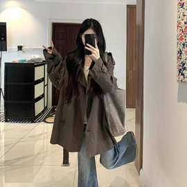 短款宽松风衣外套女2025春秋季新款小个子薄款韩版韩系休闲上衣女