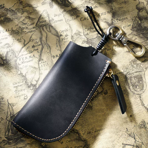Crazy Horse Leather Casual Zipper Key Bag Men's Waist Hanging Real First Layer Cowhide Coin Purse Car Multifunctional Keychain