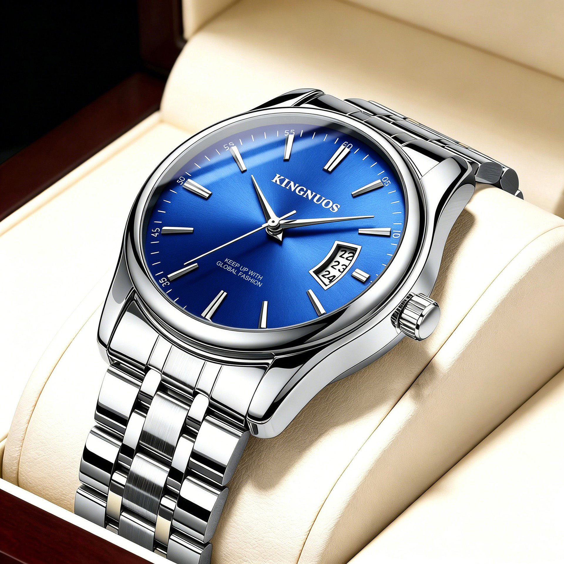 Silver steel with sapphire plate for men