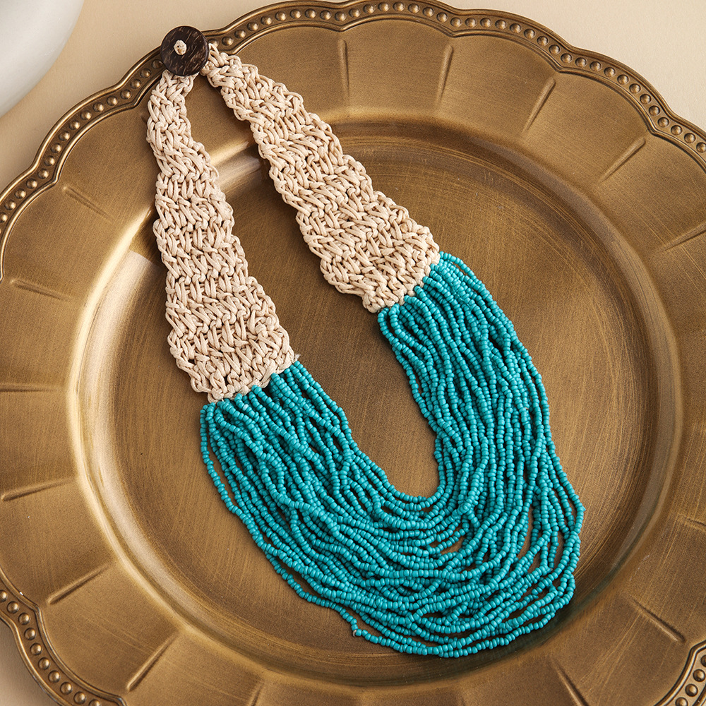Ethnic Style U Shape Glass Knitting Women's Necklace display picture 3