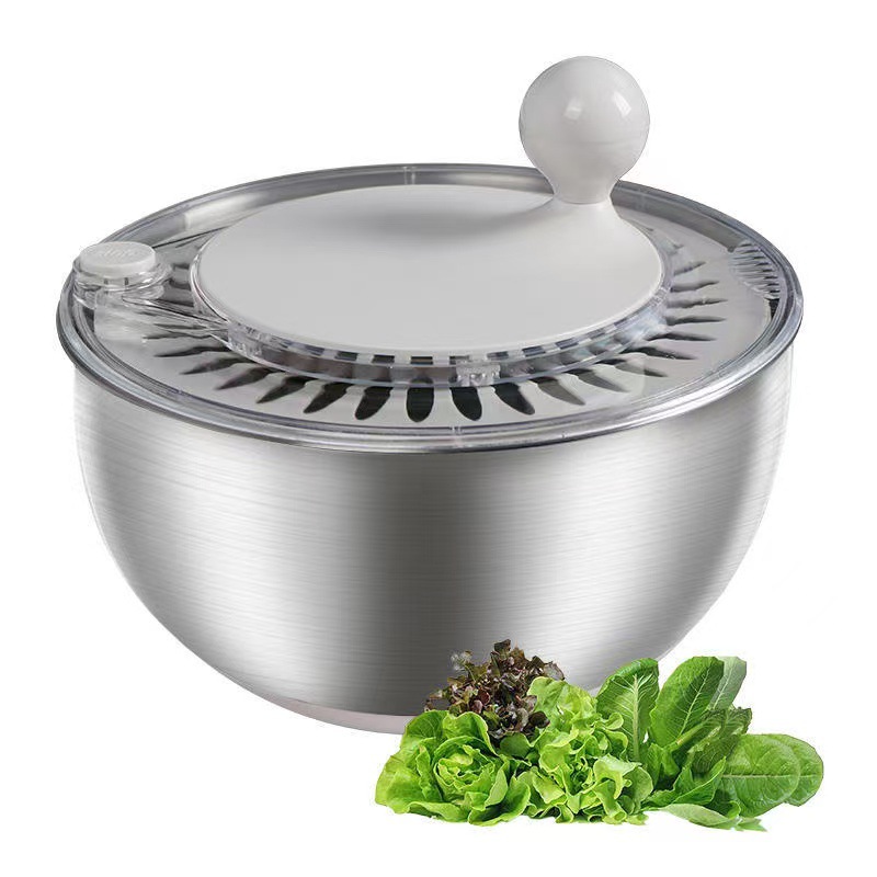 304 Stainless Steel Manual Fruit and Vegetable Salad Dehydrator, Vegetable Spinner, Dehydrator, Household Dehydration Basket, Multi-Functional