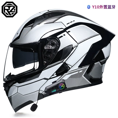 Motosiklet kaskı (dəbilqə) – Orz men's and women's electric - silver-gundam-with-transparent-y10-bluetooth-m