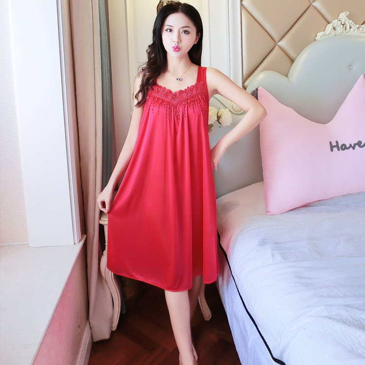 新款夏季性感仿真丝睡衣女士吊带睡裙冰丝女睡衣情趣女家居服代发