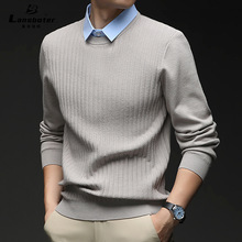 时尚商务潮流秋冬新款男士长袖衬衣假两件保暖长袖衬衫保暖内搭男