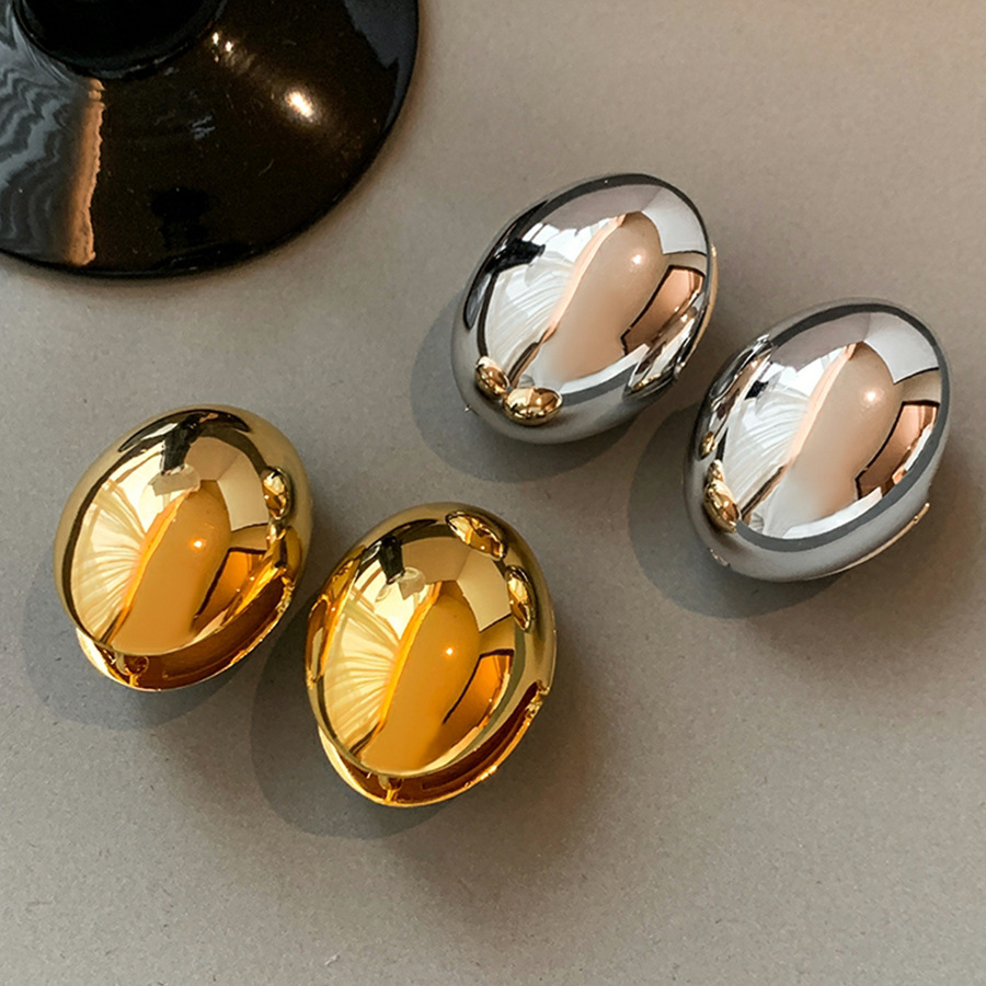 1 Paar IG-Stil Oval Überzug Legierung Ohrringe display picture 6