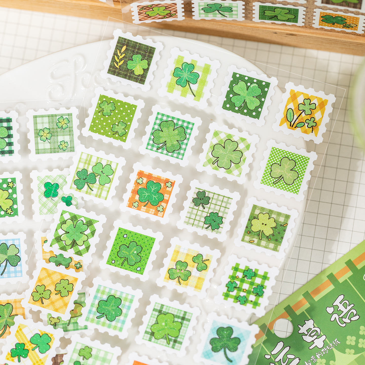 Yuzhou Guzao mini sello pegatinas de tiempo de sabor postal comida japonesa material de cocina de sopa de cocina decoración collage de cuentas