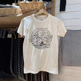 BM美式经典恐龙帆船印花短袖恤女百搭宽松慵懒风上衣半袖夏装女潮