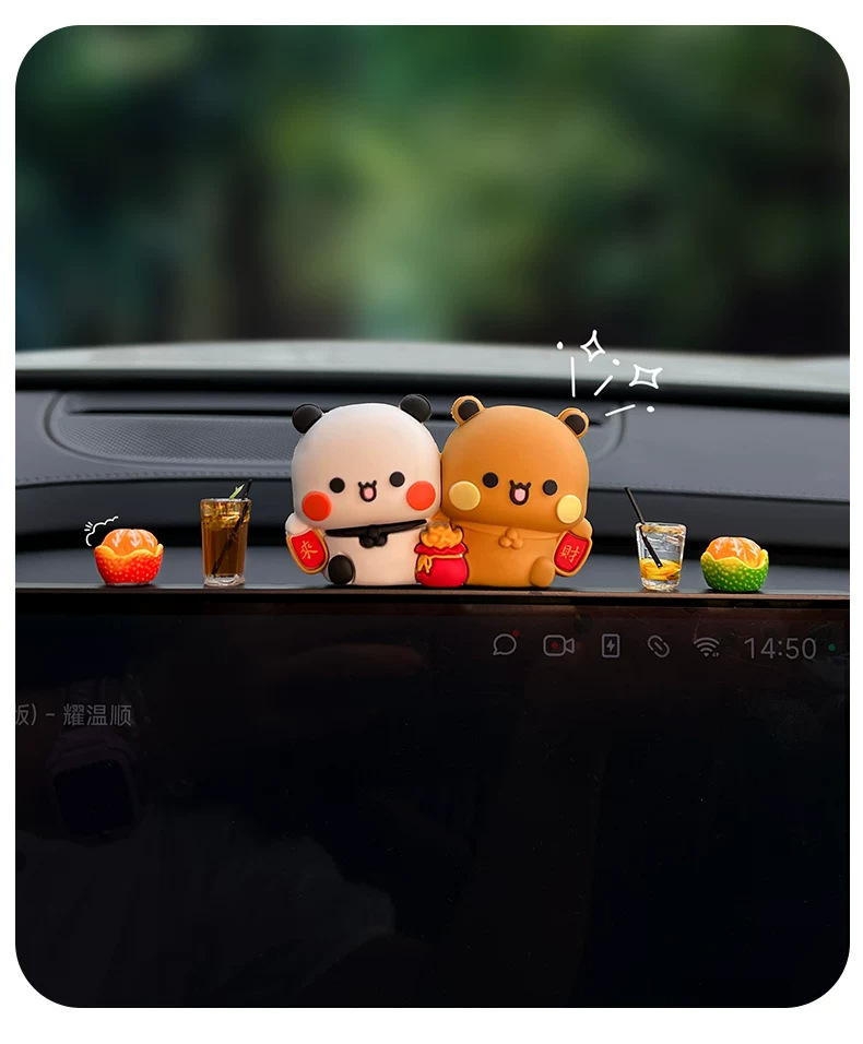Cute and adorable couple figurines, perfect for decorating the car's center console screen or rearview mirror