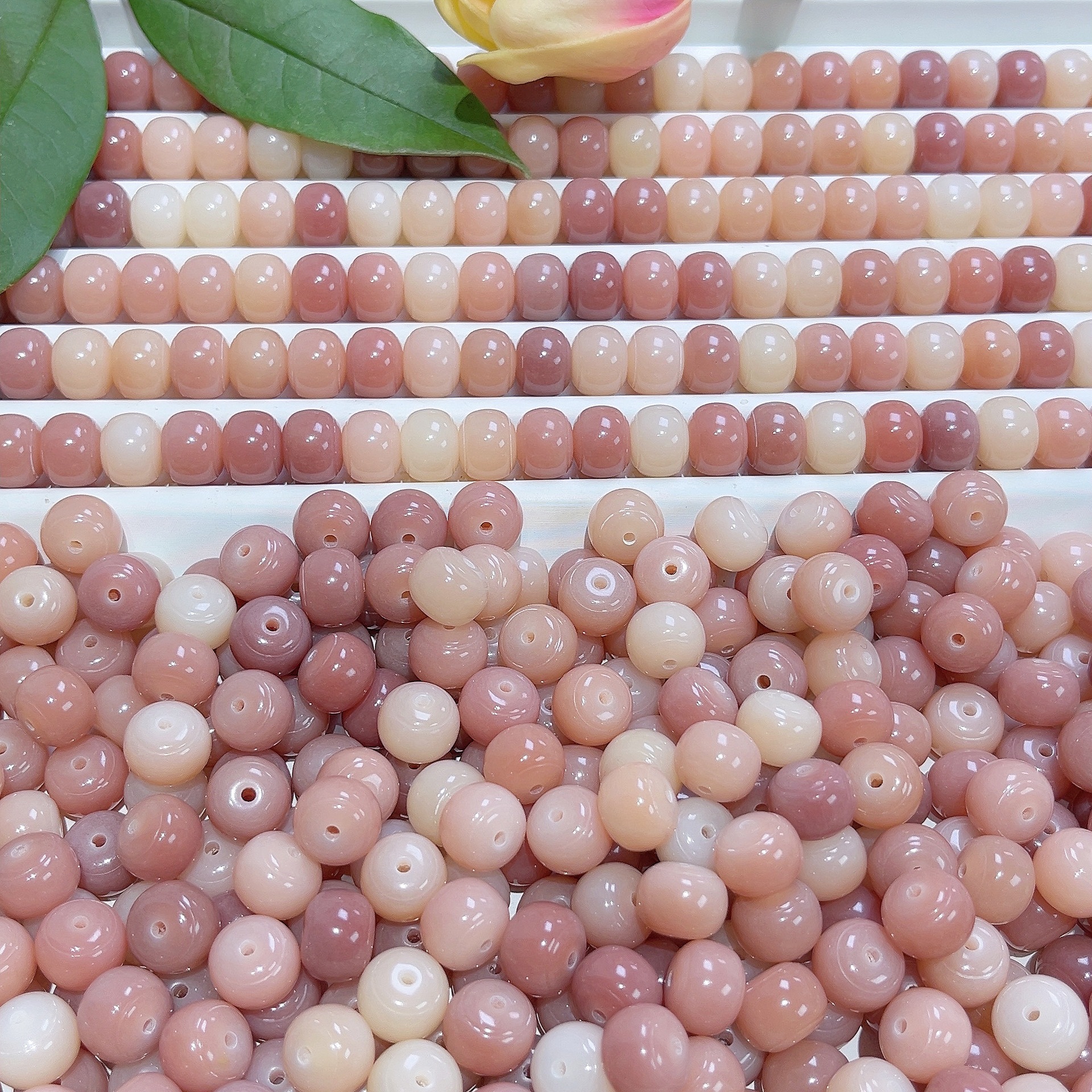 水蜜桃色多宝灯笼珠菩提散珠批发菩提子散装diy手工手串直播货源