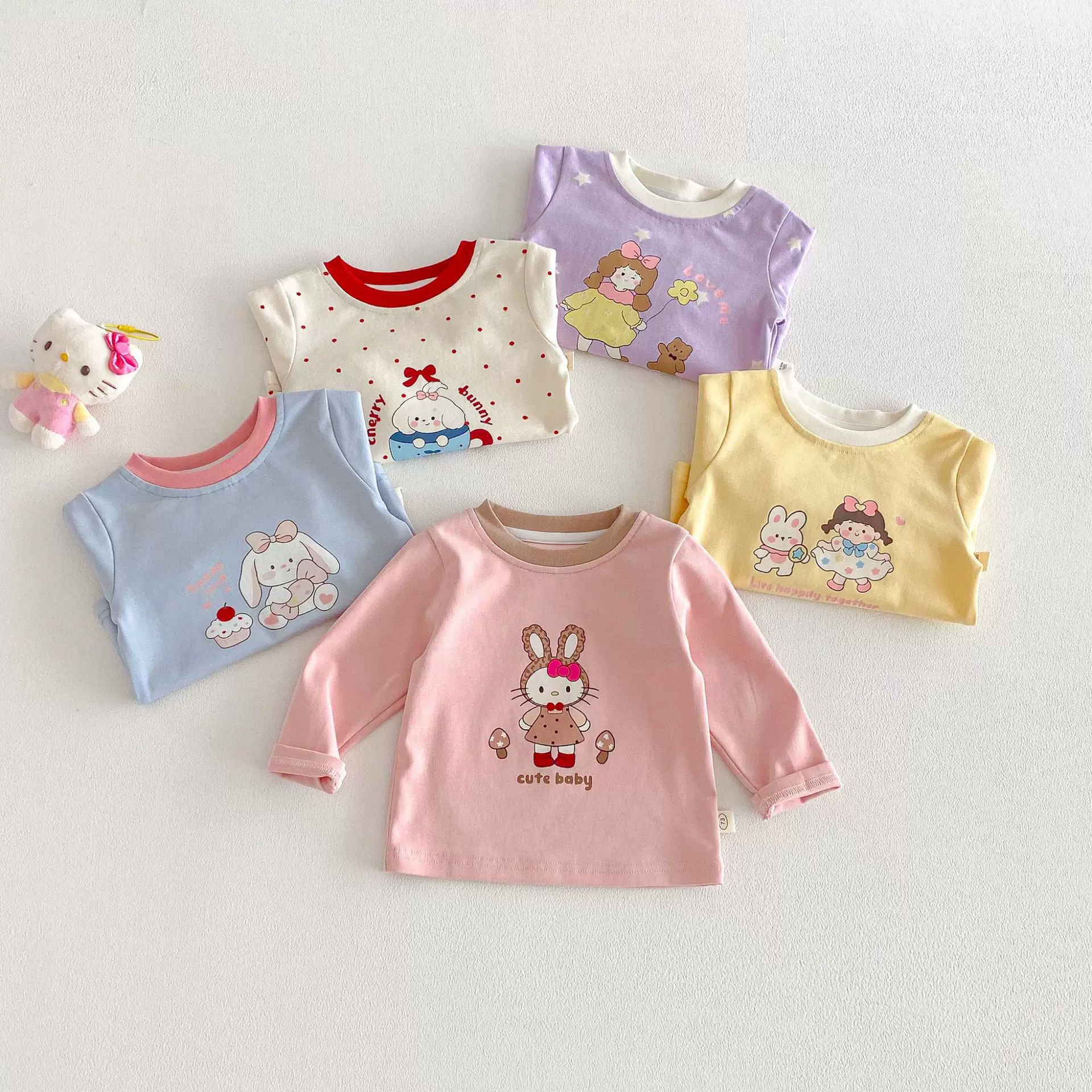 【不退不换】女童超萌打底衫2026新款春季宝宝韩版卡通印花T恤潮