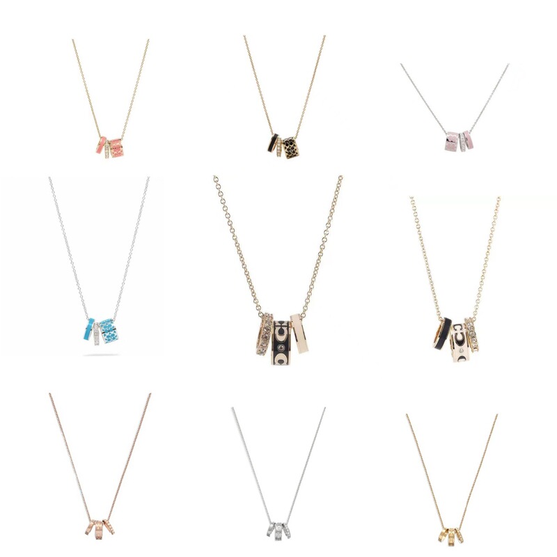 COA Kojia High Version Classic Enamel Black and White Tricyclic Necklace Full Diamond Smile Letter Drop Glue C Clavicle Chain