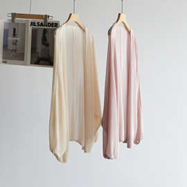 时髦宽松韩版chic针织衫慵懒随意空调衫防晒衫纯色外披