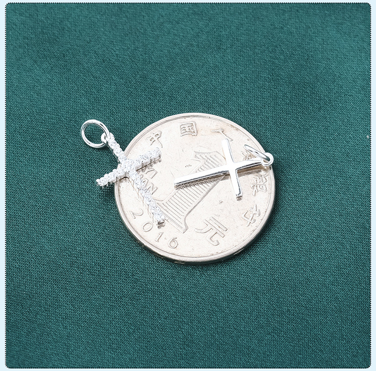 Cross Pattern 1 Piece 16*9.4mm Hole 3~3.9mm 925 Sterling Silver Cross Pendant