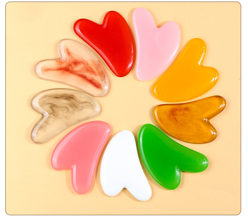 Resin Gua Sha Heart-Shaped Scraping Massage Tool for Back Neck Waist Full Body Meridian Care details