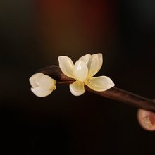 玉兰花古典木簪黑檀木发簪简约琉璃盘发高级感头饰发饰旗袍配饰女