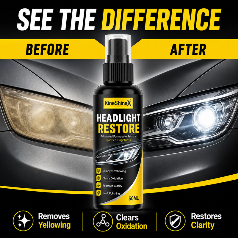 Kineshinex Car Headlight Repair Agent, Car Light Yellowing and Oxidation Scratch Repair Liquid, No Need for Grinding, Quick Polishing