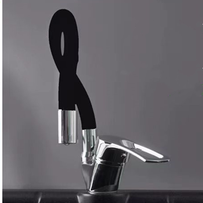 Grifo de cocina de agua mixta de tubo universal de color Lingote de tubo universal negro Grifo de lavabo de verduras frías y calientes Fábrica de comercio exterior