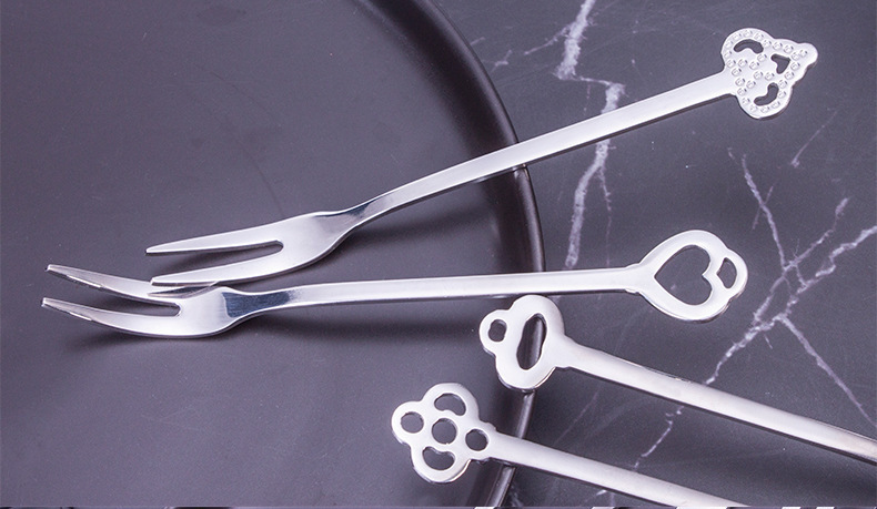 304不锈钢水果叉 创意甜品叉二齿水果签 礼品批发跨境供应 月饼叉详情图10