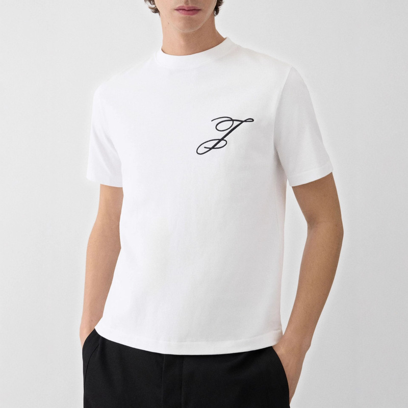 Jacquemus Cross-Border 25 Years Autumn and Winter Men's and Women's Same Style Logo Printed Heavy Pure Color Loose Short-Sleeved T-Shirt Tops