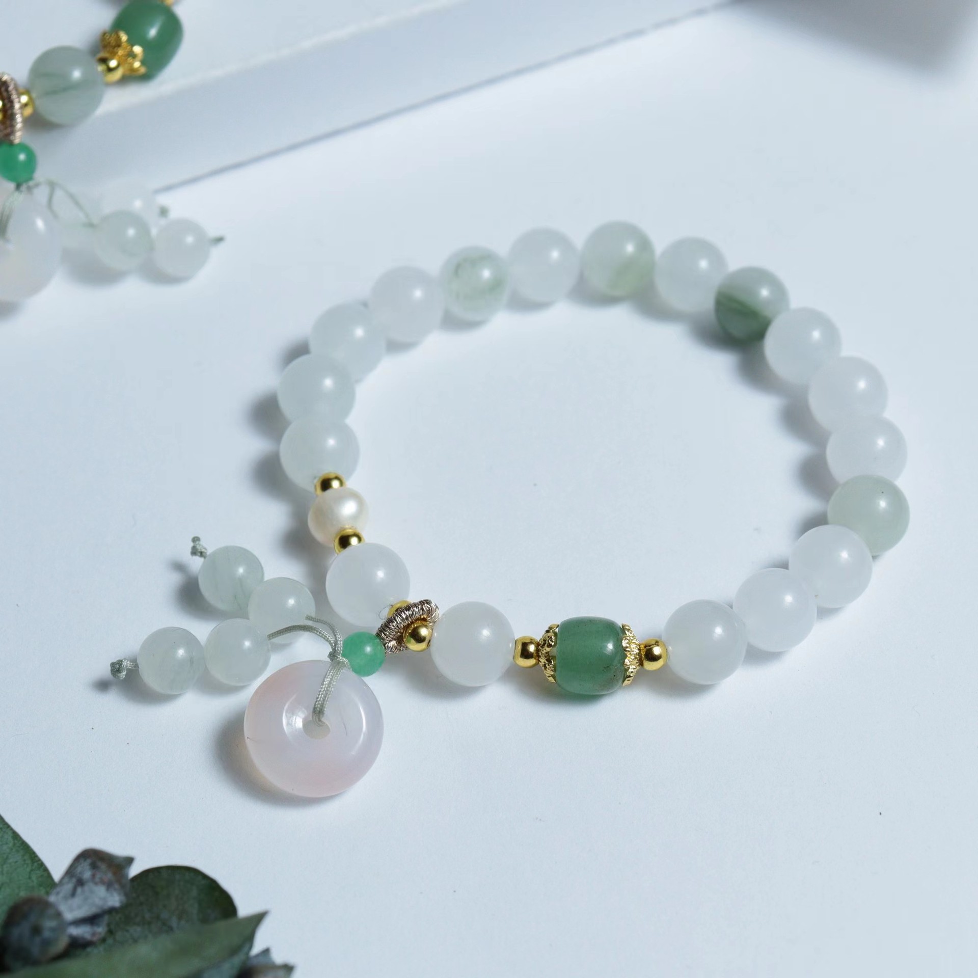 Tianshan pulsera de jade azul para mujeres Xinjiang oro jade blanco jade cuentas DIY multi anillo flotante calabaza pulsera al por mayor