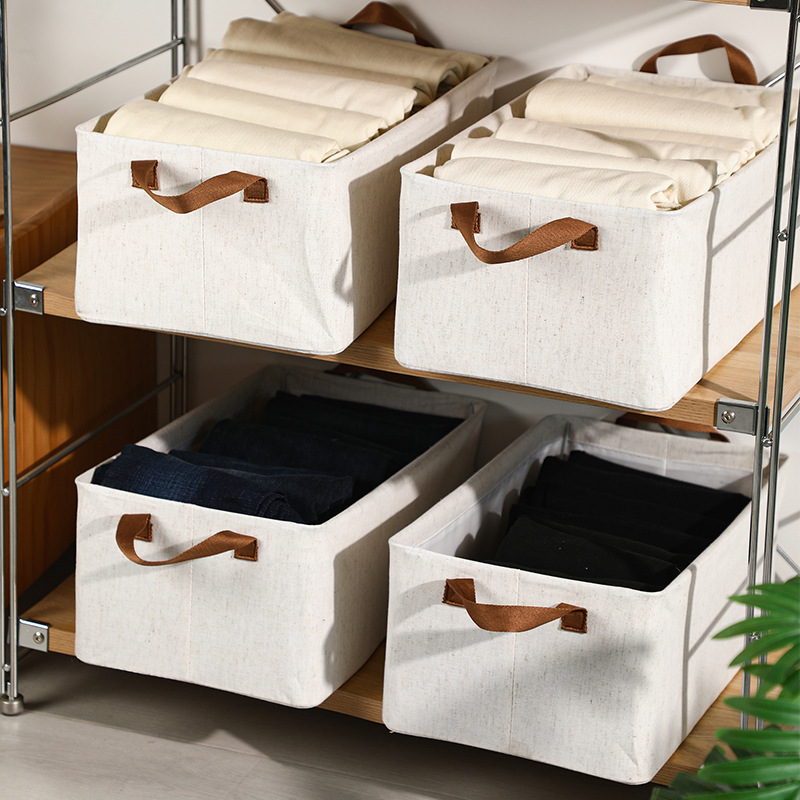新品天山棉麻收納筐家居收納好物可摺疊褲子收納盒批發整理師用具