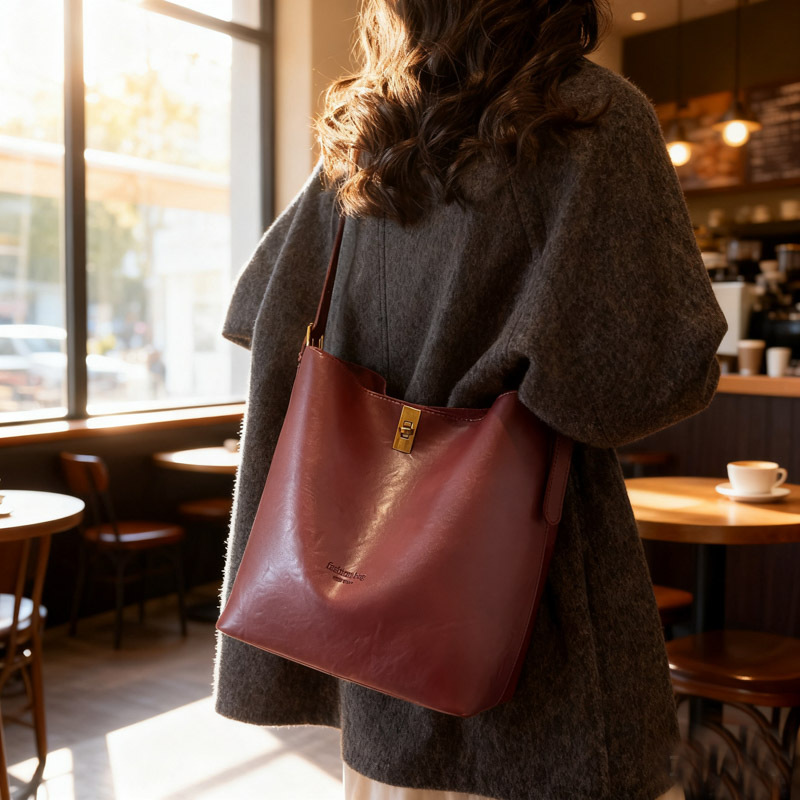 Bolsa de viaje retro coreana para mujeres 2025 invierno nuevo paquete de cubo de hombro de gran capacidad bolsa de mochila casual