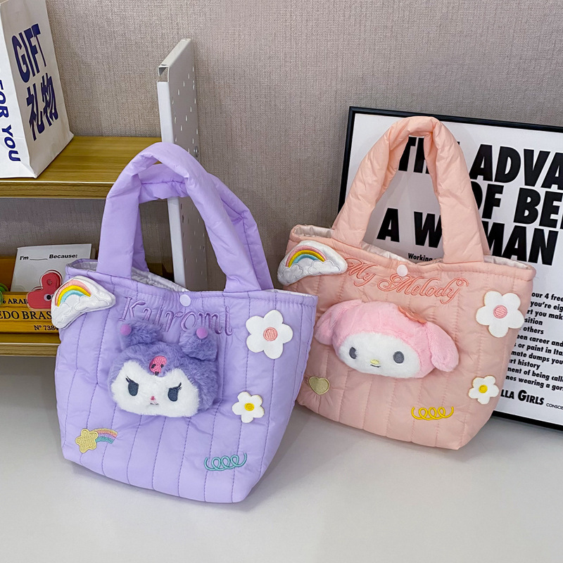 Bag 2023 new Japanese cute cartoon lunch bag quilted hand bag shopping bag women's bag Doll Doll bag Bag 2023 new Japanese cute cartoon lunch bag quilted hand bag shopping bag women's bag Doll Doll bag