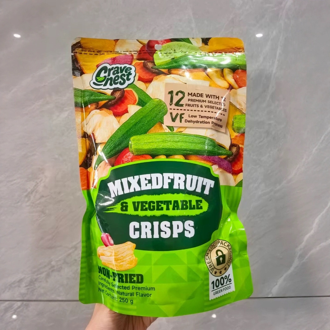 英文版12种果蔬脆250g/袋什锦果蔬脆综合混合装蔬菜干秋葵香菇