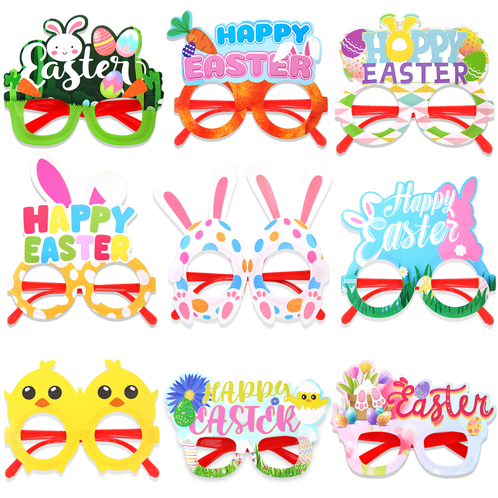 Huevos de pascua de dibujos animados de conejo gafas de decoración de fiesta infantil orejas de pvc fotográficas marcos de gafas