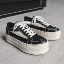 2025新款小众高街厚底增高板鞋低帮运动休闲皮面板鞋一件代发X276