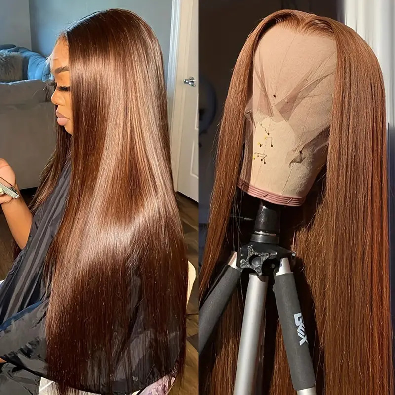 Front Lace Chemical Fiber Hair European and American Wig African Chocolate Human Hair Female Long Straight Hair Wig Front Lace Chemical Fiber Hair European and American Wig African Chocolate Human Hair Female Long Straight Hair Wig