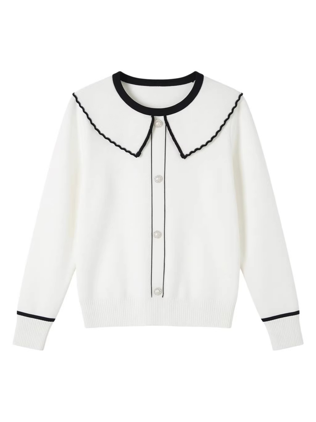 Wear a Mercerized Cotton Outer Layer with Women's Spring and Autumn Doll Collar Fake Cardigan Knitwear Sweater Jacket Top for Women