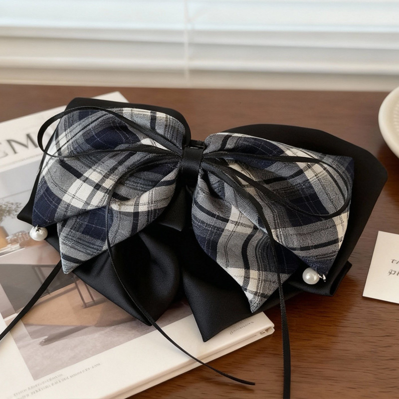 337 заколка для хвоста в синюю клетку