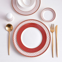 ZB6M批发红色ins欧式餐具套装家用碗碟西餐盘好看新年喜庆轻奢餐