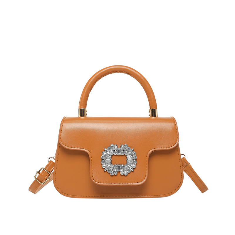Bolso de hombro de moda con diamantes bolso cuadrado primavera y verano 2025 nuevo bolso de color caramelo bolso de tela extranjero