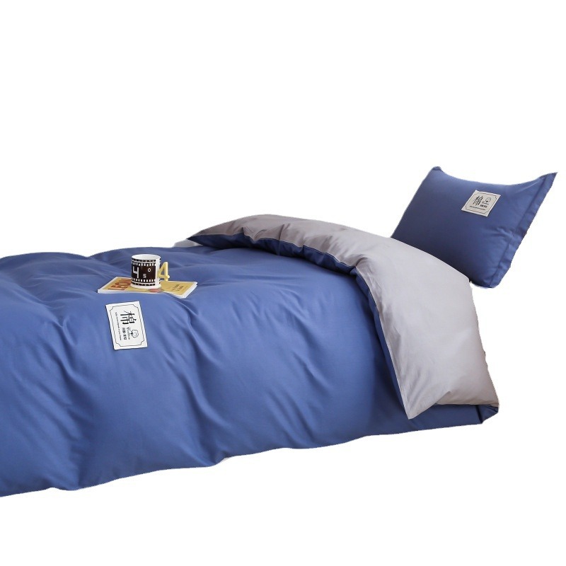 Juego de tres piezas de algodón puro para dormitorio estudiantil, juego de seis piezas de algodón puro de 40 hilos, compra al por mayor de ropa de cama individual para colchón, estilo simple de color sólido.