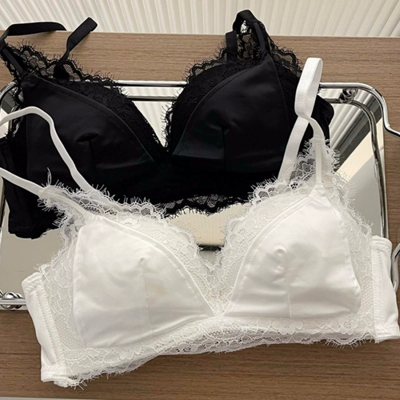Push up bra, thин underwear, lace wireless bra, bra top, supporting set, french style